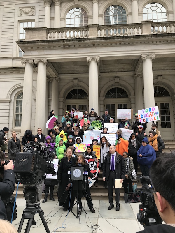 Pam giving speech at the Nutrition Ed Bill rally 